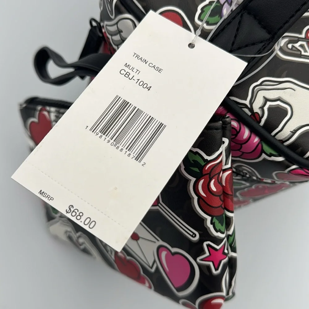 Betsey Johnson Hearts Roses Train Case + Wristlet‎ NWT Y2K Travel